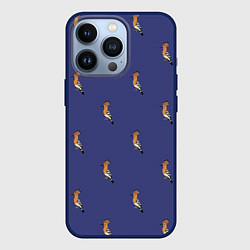 Чехол для iPhone 13 Pro Клевая птица удод на фиолетовом фоне, цвет: 3D-тёмно-синий
