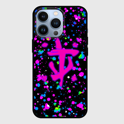 Чехол iPhone 13 Pro Doom цветные краски / 3D-Черный – фото 1