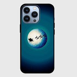 Чехол для iPhone 13 Pro Санта на оленях - градиент, цвет: 3D-черный