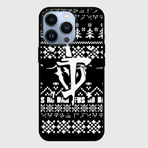 Чехол iPhone 13 Pro Doom x elders scrolls pattern / 3D-Черный – фото 1