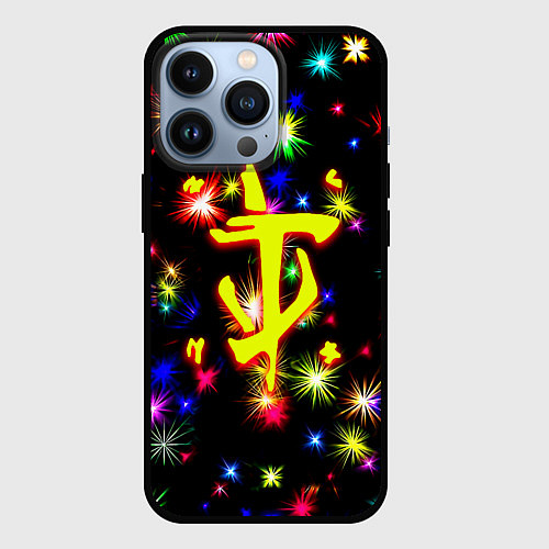 Чехол iPhone 13 Pro Doom новогодние искры / 3D-Черный – фото 1