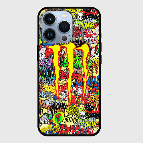 Чехол iPhone 13 Pro Monster energy sticker grafity / 3D-Черный – фото 1