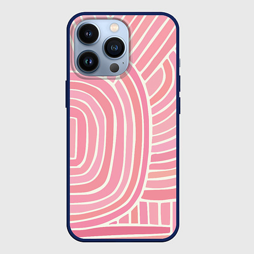 Чехол iPhone 13 Pro Абстрактный узор розовый / 3D-Тёмно-синий – фото 1