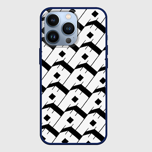 Чехол iPhone 13 Pro Три буквы: чёрные / 3D-Тёмно-синий – фото 1