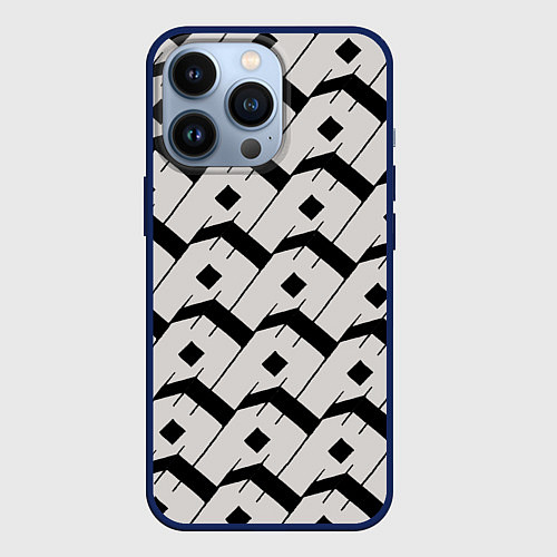 Чехол iPhone 13 Pro Три буквы: чёрные / 3D-Тёмно-синий – фото 1