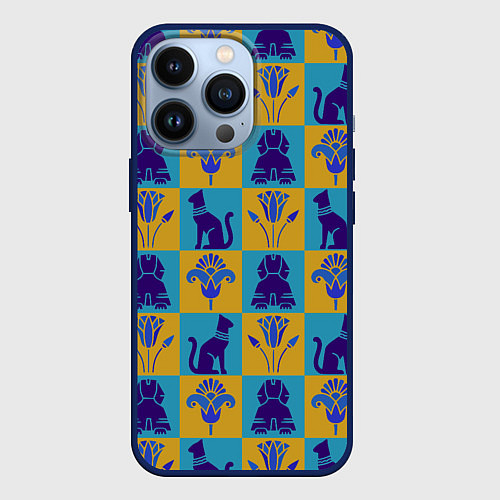 Чехол iPhone 13 Pro Символы Египта / 3D-Тёмно-синий – фото 1