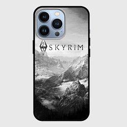 Чехол для iPhone 13 Pro Скайрим - черно белый пейзаж, цвет: 3D-черный