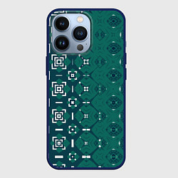 Чехол для iPhone 13 Pro Изумрудные узоры, цвет: 3D-тёмно-синий