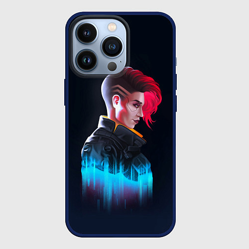 Чехол iPhone 13 Pro Cyberpunk 2077 / 3D-Тёмно-синий – фото 1