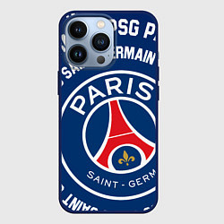 Чехол для iPhone 13 Pro ПСЖ надписи по кругу, цвет: 3D-тёмно-синий