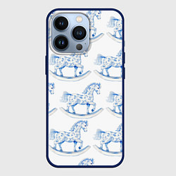 Чехол для iPhone 13 Pro Лошадка качалка гжель, цвет: 3D-тёмно-синий