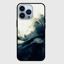 Чехол для iPhone 13 Pro Чёрно-синие абстрактные краски, цвет: 3D-черный