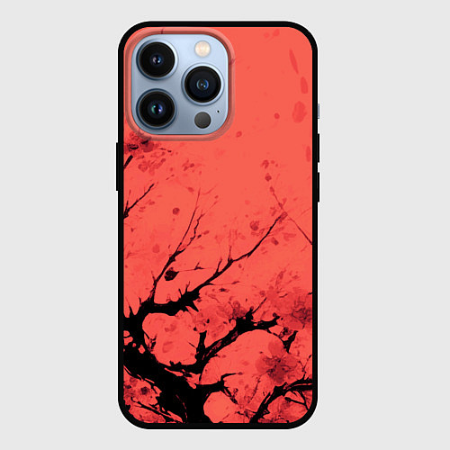 Чехол iPhone 13 Pro Чёрное дерево абстракция коралловый / 3D-Черный – фото 1