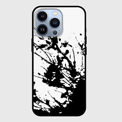 Чехол iPhone 13 Pro Чёрная взрывная краска на белом