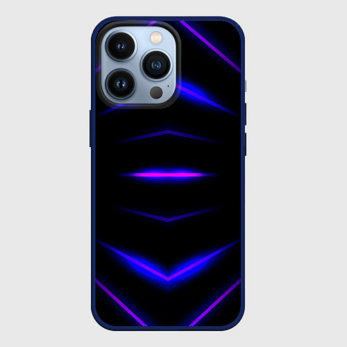 Чехол iPhone 13 Pro Color black neon stripes / 3D-Тёмно-синий – фото 1