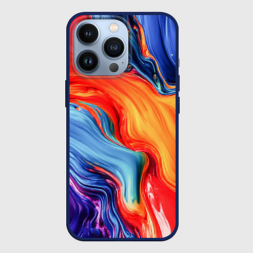 Чехол iPhone 13 Pro Красно-синие масляные краски смешение абстракция / 3D-Тёмно-синий – фото 1