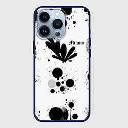 Чехол для iPhone 13 Pro Растительный паттерн и кляксы - Милан, цвет: 3D-тёмно-синий