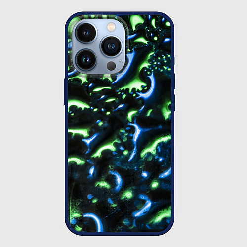 Чехол iPhone 13 Pro Абстракция капли воды / 3D-Тёмно-синий – фото 1