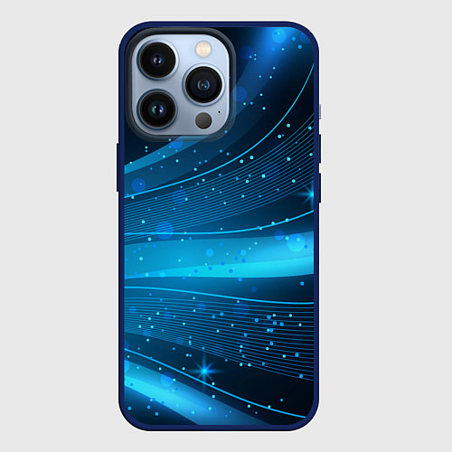 Чехол iPhone 13 Pro Абстракция волнистых линий / 3D-Тёмно-синий – фото 1