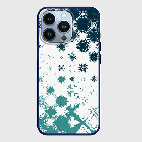 Чехол iPhone 13 Pro Узорчатые пятна по диагонали / 3D-Тёмно-синий – фото 1