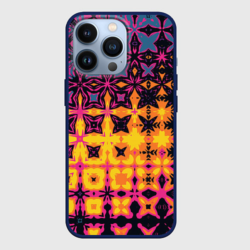 Чехол iPhone 13 Pro Фиолетово-желтая метаморфоза / 3D-Тёмно-синий – фото 1
