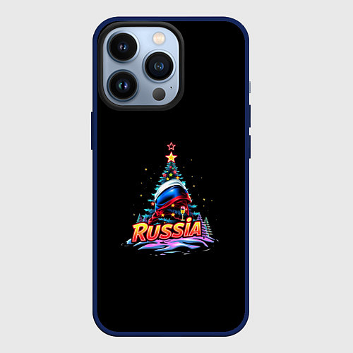Чехол iPhone 13 Pro Ёлка компания / 3D-Тёмно-синий – фото 1