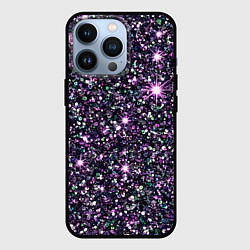 Чехол для iPhone 13 Pro Имитация блестящих пайеток тёмно-фиолетовый, цвет: 3D-черный