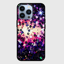 Чехол для iPhone 13 Pro Абстракция фиолетовые пайетки имитация, цвет: 3D-черный