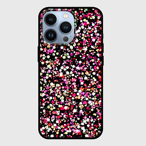 Чехол iPhone 13 Pro Тёмно-розовый абстрактный в мелкую крапинку / 3D-Черный – фото 1