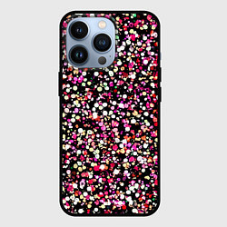 Чехол iPhone 13 Pro Тёмно-розовый абстрактный в мелкую крапинку