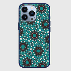Чехол iPhone 13 Pro Бирюзовая текстура из персидских звезд