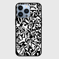 Чехол iPhone 13 Pro Чёрно-белый паттерн абстракция