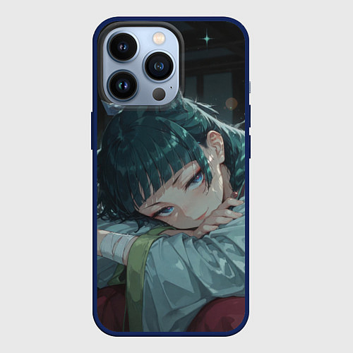 Чехол iPhone 13 Pro Маомао с кошачьими ушками / 3D-Тёмно-синий – фото 1