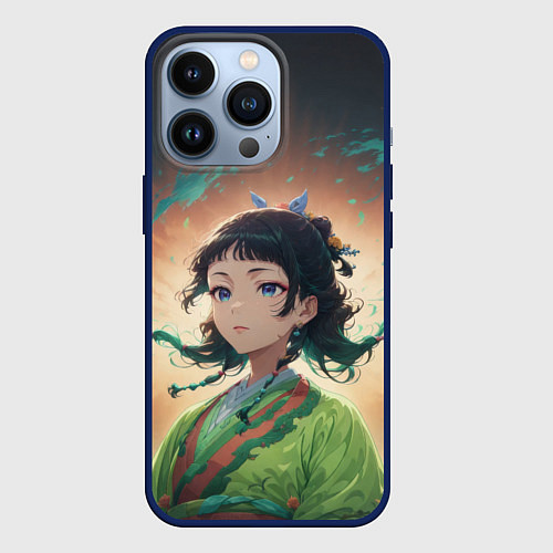 Чехол iPhone 13 Pro Маомао на фоне облаков / 3D-Тёмно-синий – фото 1