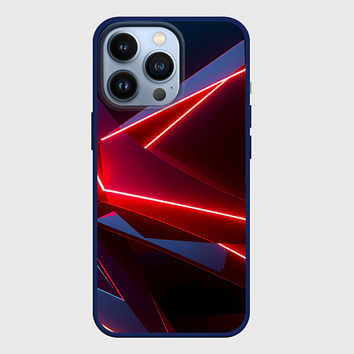 Чехол iPhone 13 Pro Neon laser red / 3D-Тёмно-синий – фото 1