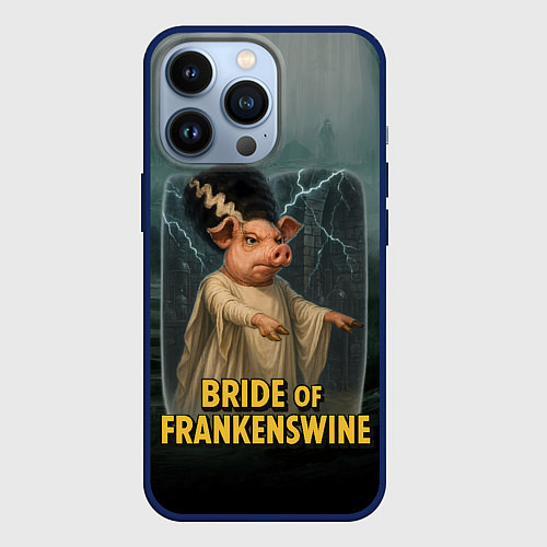 Чехол iPhone 13 Pro Франкенштейн свинья невеста / 3D-Тёмно-синий – фото 1