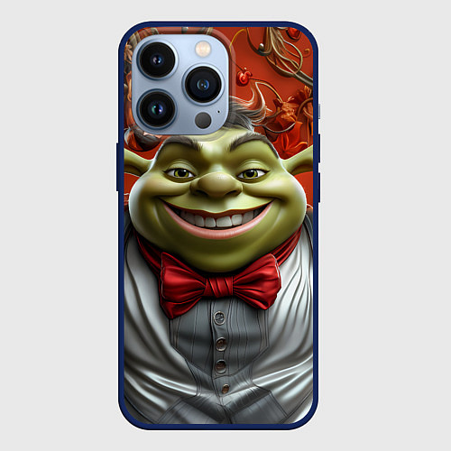 Чехол iPhone 13 Pro Шрек в деловом костюме / 3D-Тёмно-синий – фото 1