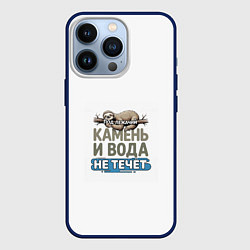 Чехол для iPhone 13 Pro Под лежачий камень бежевый арт, цвет: 3D-тёмно-синий