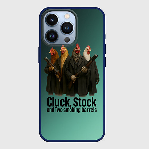 Чехол iPhone 13 Pro Петухи - карты деньги два ствола / 3D-Тёмно-синий – фото 1