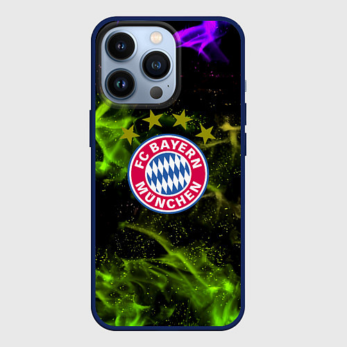 Чехол iPhone 13 Pro Бавария Мюнхен огонь / 3D-Тёмно-синий – фото 1