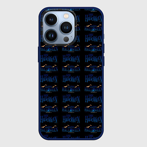 Чехол iPhone 13 Pro Happy halloween pattern / 3D-Тёмно-синий – фото 1