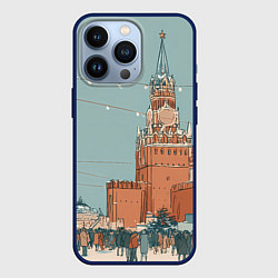 Чехол для iPhone 13 Pro Праздничная атмосфера на новый год, цвет: 3D-тёмно-синий