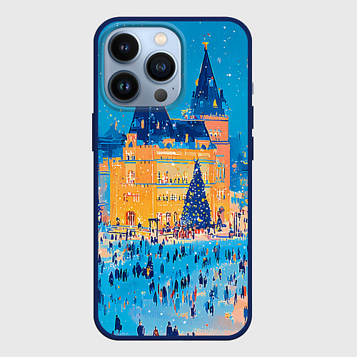 Чехол iPhone 13 Pro Московские новогодние каникулы / 3D-Тёмно-синий – фото 1