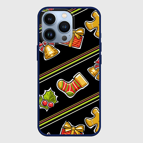 Чехол iPhone 13 Pro Рождественский дух / 3D-Тёмно-синий – фото 1