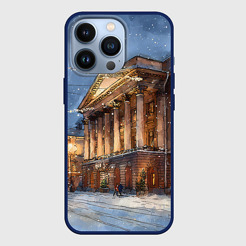 Чехол iPhone 13 Pro Новогодний Санкт-Петербург / 3D-Тёмно-синий – фото 1
