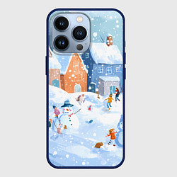 Чехол для iPhone 13 Pro Предновогодний день во дворе, цвет: 3D-тёмно-синий