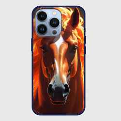 Чехол для iPhone 13 Pro Статная огненная лошадь, цвет: 3D-тёмно-синий