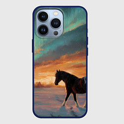 Чехол iPhone 13 Pro Лошадь на фоне северного сиянми