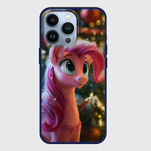 Чехол iPhone 13 Pro Милая лошадка с розовой гривой / 3D-Тёмно-синий – фото 1