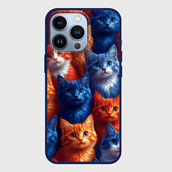 Чехол iPhone 13 Pro Разноцветные котики паттерн